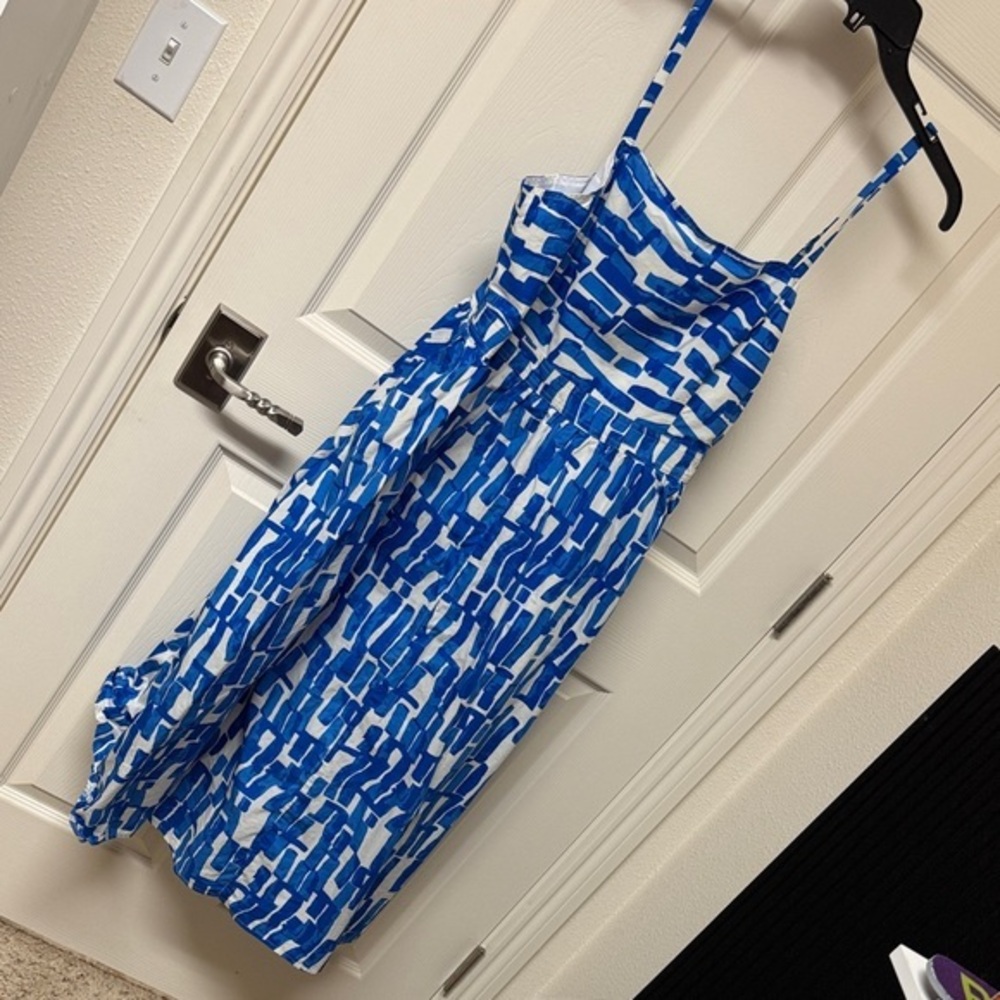 Nine West Blue and White Patterned Midi Dress